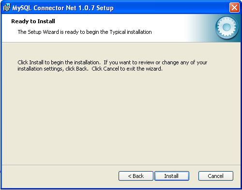 Connector/NET Windows Installer - Installation bestätigen