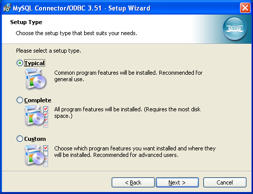 MyODBC Windows Installer - Installationsart wählen