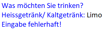 Fehlerhafte Eingabe